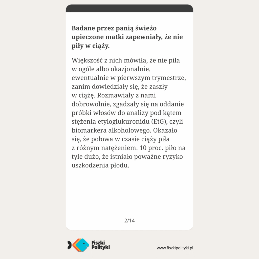 Fiszka Polityki na temat picia alkoholu w trakcie ciąży 